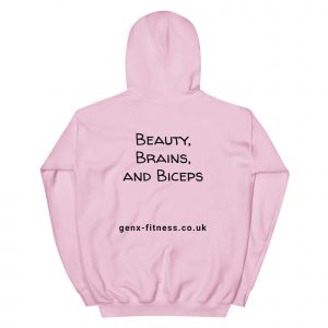 Beauty, brains, biceps hoodie
