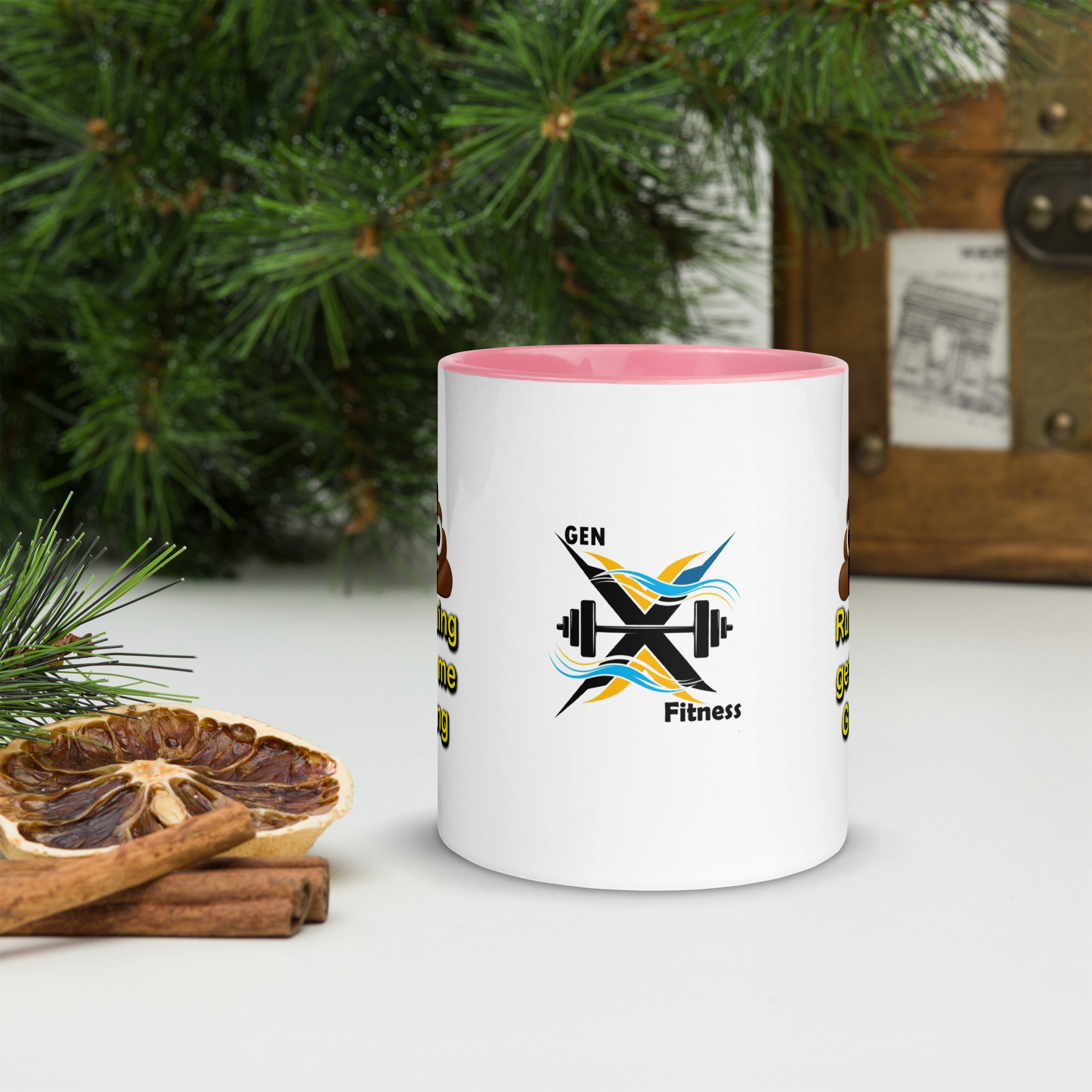 Running gets me going poop mug